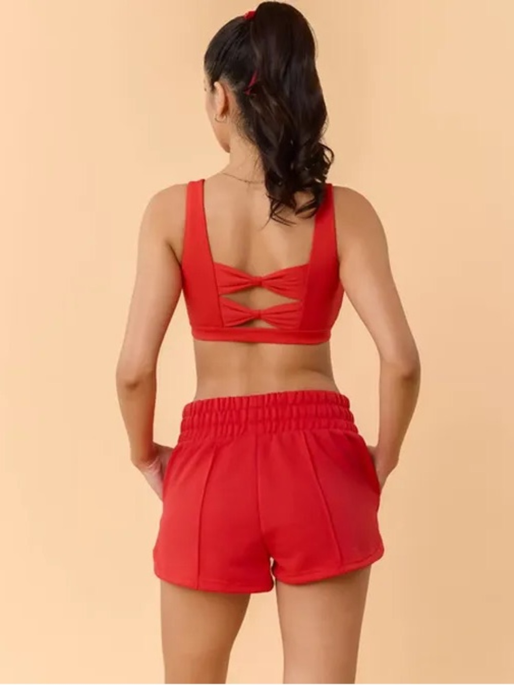 Blogilates Women's Bow Back Corset Sports Bra, XS - Red